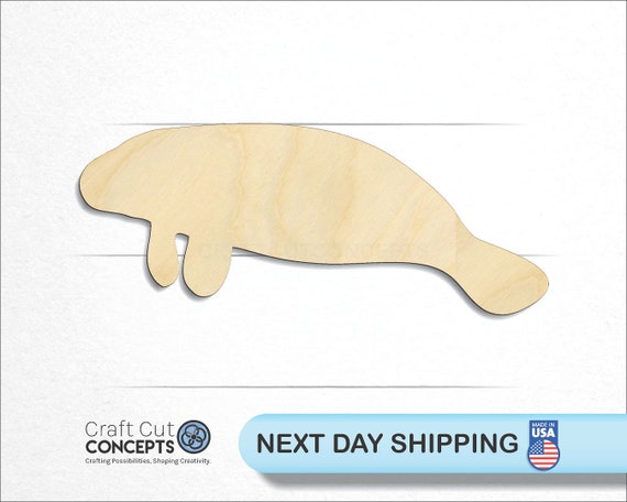 Manatee - Laser Cut Out Unfinished Wood Craft Shape SEA34 Manatee - Laser Cut Out Unfinished Wood Craft Shape SEA34