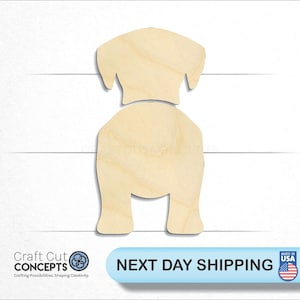Flat Coated Retriever Dog Front Back Silhouette - Laser Cut Unfinished Wood Cutout Craft Shapes