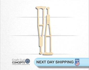 Crutches - Laser Cut Unfinished Wood Cutout Craft Shapes