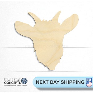 Goat Billy Goat Head - Laser Cut Unfinished Wood Cutout Craft Shapes