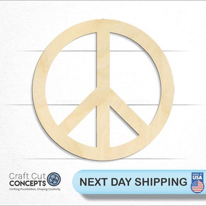 Peace Symbol - Laser Cut Unfinished Wood Cutout Craft Shapes