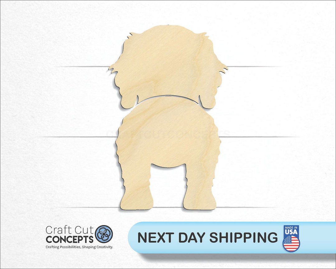 Cockapoo Dog Front Back Silhouette - Laser Cut Unfinished Wood Cutout ...