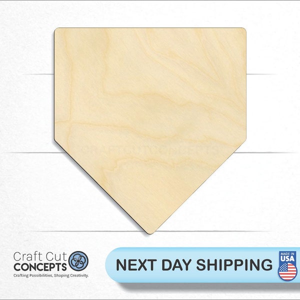 Baseball Home Plate - Laser Cut Unfinished Wood Cutout Craft Shapes