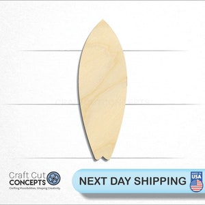 Surf Board Shape wood craft blank, front view, ships next day