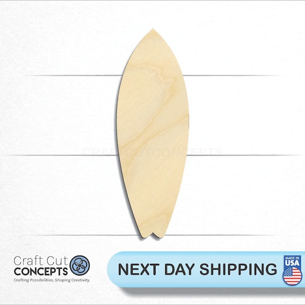 Surf Board - Laser Cut Unfinished Wood Cutout Craft Shapes