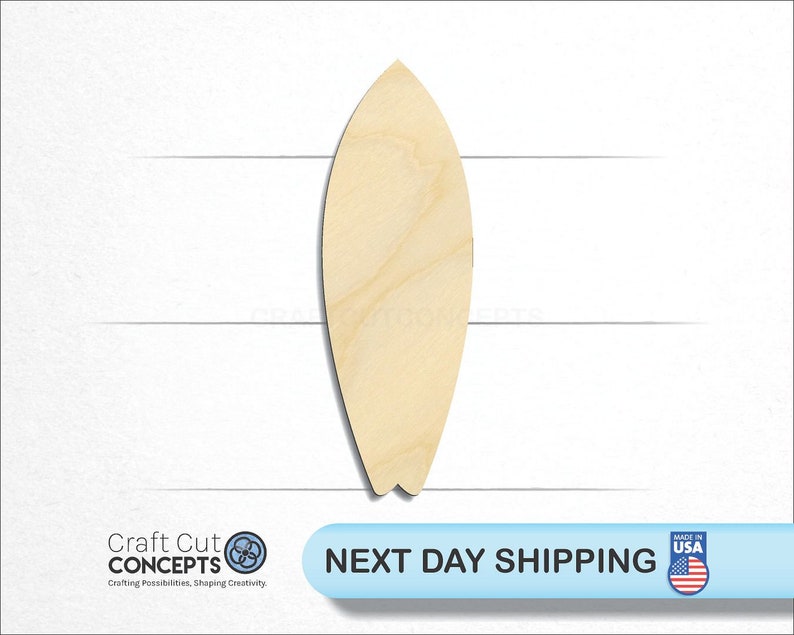 Surf Board Shape wood craft blank, front view, ships next day