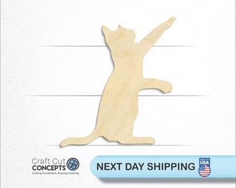 Playful Playing Cat - Laser Cut Unfinished Wood Cutout Craft Shapes