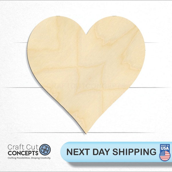 Heart Shape - Laser Cut Unfinished Wood Cutout Craft Shapes