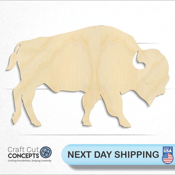 Buffalo Bison Shape - Laser Cut Unfinished Wood Cutout Craft Shapes