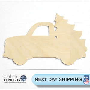 Christmas Tree Car Truck - Laser Cut Unfinished Wood Cutout Craft Shapes