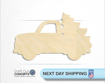 Christmas Tree Car Truck - Laser Cut Unfinished Wood Cutout Craft Shapes