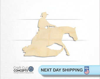 Cowboy and Horse - Laser Cut Unfinished Wood Cutout Craft Shapes