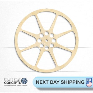 Movie Film Reel - Laser Cut Out Unfinished Wood Craft Shape MVE9 Movie Film Reel - Laser Cut Out Unfinished Wood Craft Shape MVE9
