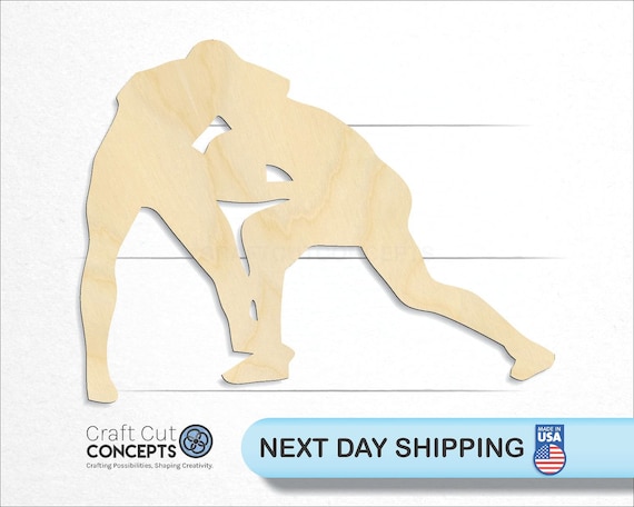 Sport Wrestling - Laser Cut Out Unfinished Wood Craft Shape SPT125 Sport Wrestling - Laser Cut Out Unfinished Wood Craft Shape SPT125