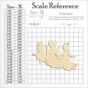 Flying Witches Shape unfinished wood craft blank showing the measurement scale.