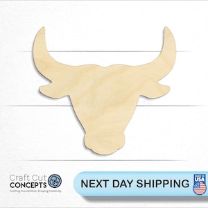 Bull Head - Laser Cut Unfinished Wood Cutout Craft Shapes