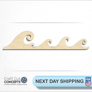Ocean Beach Waves - Laser Cut Unfinished Wood Cutout Craft Shapes