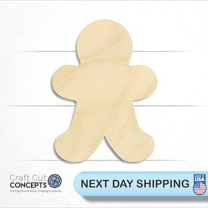 Gingerbread Man Cookie - Laser Cut Unfinished Wood Cutout Craft Shapes