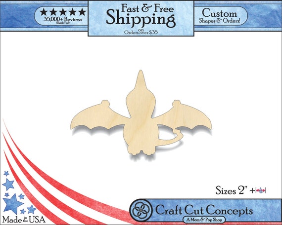 Pterodactyl Wood Cutout, Dinosaur Wood Cutouts, Animal Cutouts, Unfinished Wood Cutouts & Wood Shapes