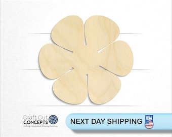 Wide Petal Flower - Laser Cut Unfinished Wood Cutout Craft Shapes