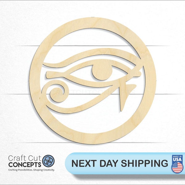 Circled Egyptian Eye - Laser Cut Unfinished Wood Cutout Craft Shapes