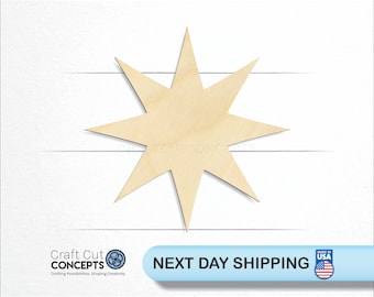 8 Point Star - Laser Cut Unfinished Wood Cutout Craft Shapes