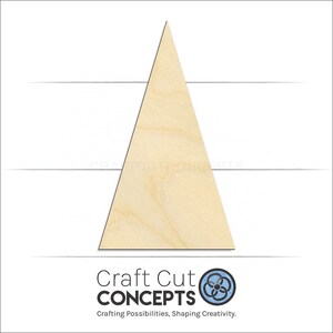 Triangle Shape Equilateral Unfinished wood blank product view with Craft Cut Concepts logo.