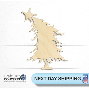Leaning Christmas Tree - Laser Cut Unfinished Wood Cutout Craft Shapes