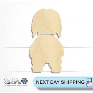 Tibetan Terriers Dog Front Back Silhouette - Laser Cut Unfinished Wood Cutout Craft Shapes