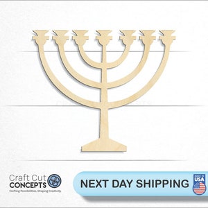 Menorah - Laser Cut Unfinished Wood Cutout Craft Shapes