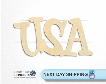 USA Patriotic Letters  - Laser Cut Unfinished Wood Cutout Craft Shapes