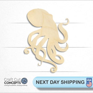 Marine Octopus - Laser Cut Unfinished Wood Cutout Craft Shapes