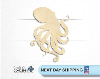 Marine Octopus - Laser Cut Unfinished Wood Cutout Craft Shapes