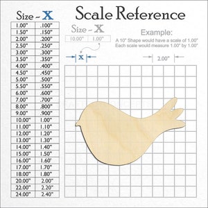Bird Cute Craft Shape unfinished wood craft blank showing the measurement scale.