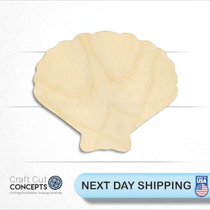 May include: A natural wood seashell cutout, perfect for crafting and decorating. The seashell is unpainted and ready to be customized.