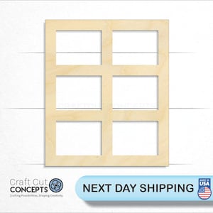 Colonial Window - Laser Cut Unfinished Wood Cutout Craft Shapes
