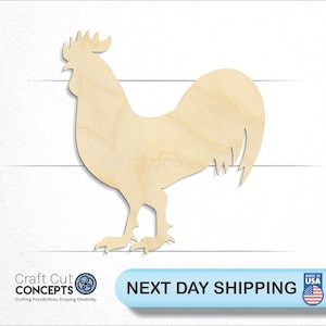 Rooster - Laser Cut Unfinished Wood Cutout Craft Shapes