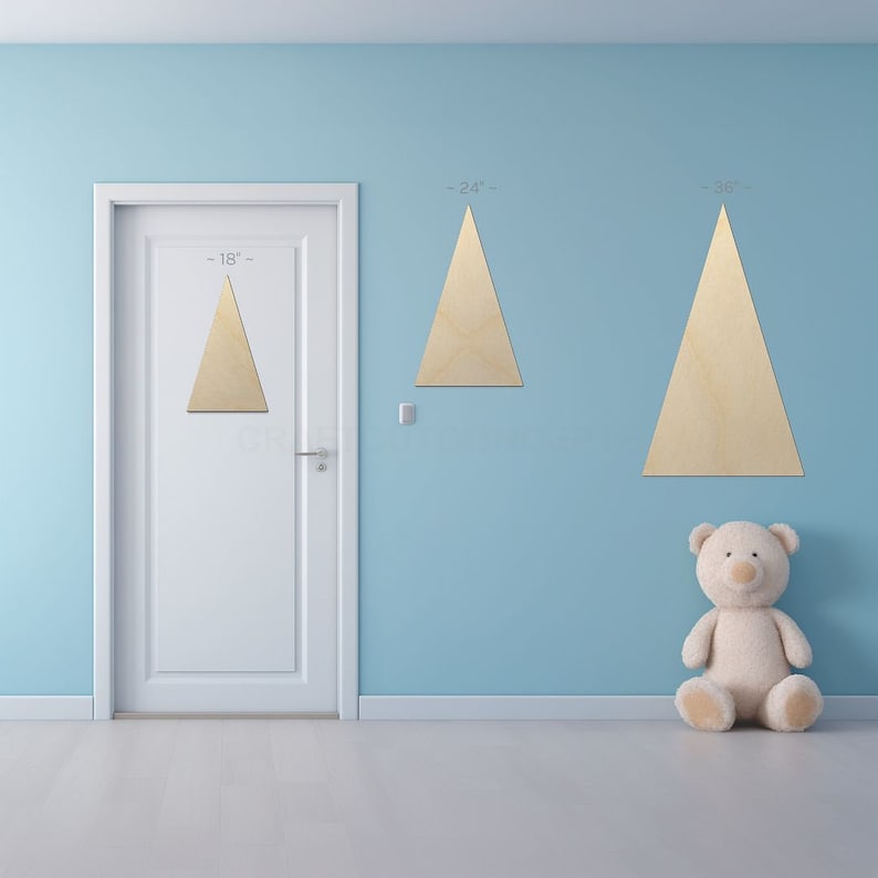 Triangle Shape Equilateral sign shapes on a door and wall to view the scale.