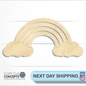 Rainbow Clouds - Laser Cut Unfinished Wood Cutout Craft Shapes