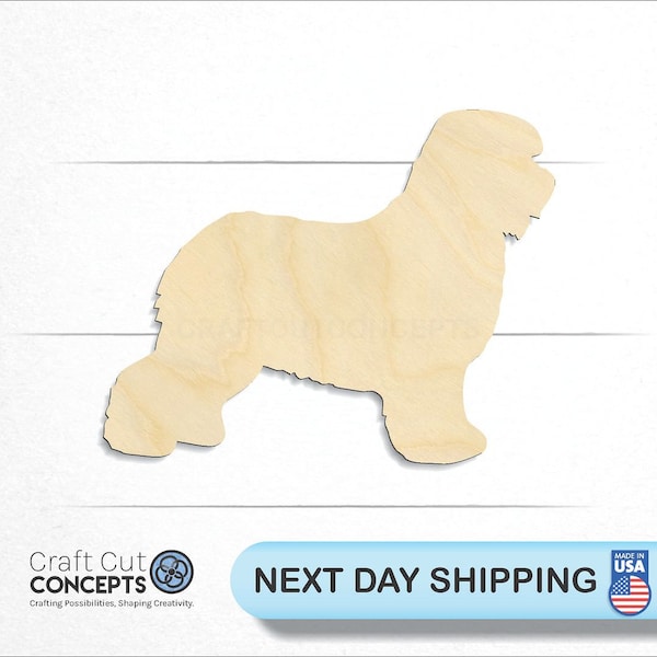 Old English Sheepdog Dog - Laser Cut Unfinished Wood Cutout Craft Shapes