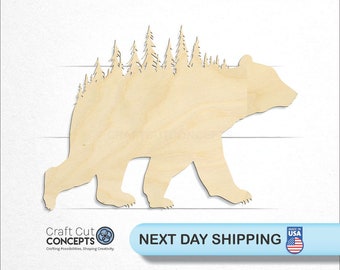 Bear Forest Scene - Laser Cut Unfinished Wood Cutout Craft Shapes