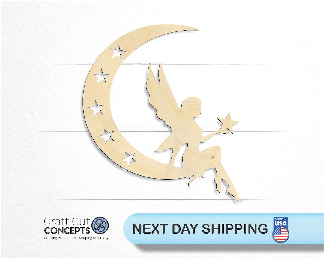 Moon Fairy - Laser Cut Unfinished Wood Cutout Craft Shapes - Etsy