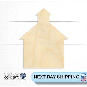 Church Building - Laser Cut Unfinished Wood Cutout Craft Shapes