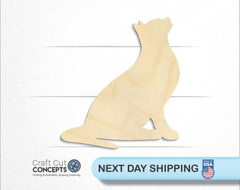 Cat Sitting - Laser Cut Unfinished Wood Cutout Craft Shapes