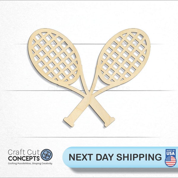 Tennis Rackets Pair - Laser Cut Unfinished Wood Cutout Craft Shapes