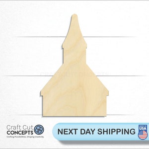 Church Steeple - Laser Cut Unfinished Wood Cutout Craft Shapes