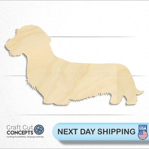 May include: Wooden cutout of a wirehaired dachshund dog silhouette. The cutout is made of unfinished wood and is ready to be painted or stained.