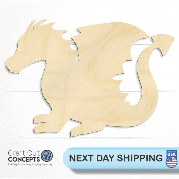 Cute Dragon - Laser Cut Unfinished Wood Cutout Craft Shapes