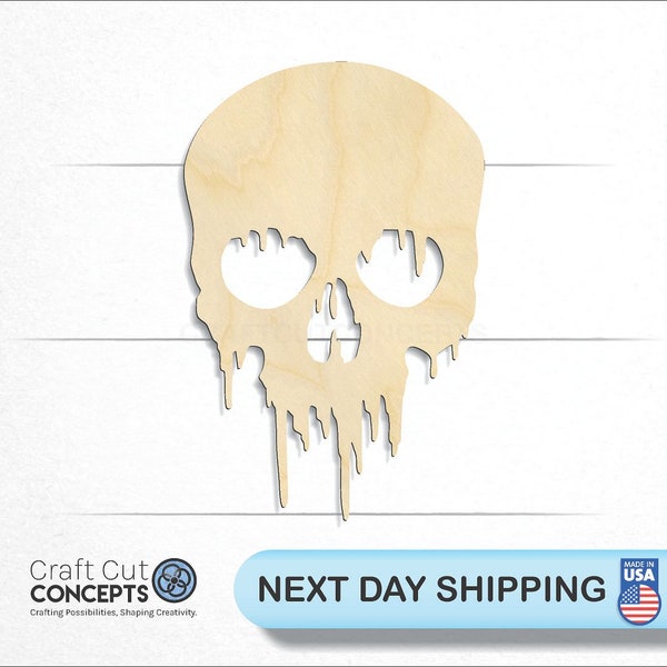 Dripping Skull - Laser Cut Unfinished Wood Cutout Craft Shapes