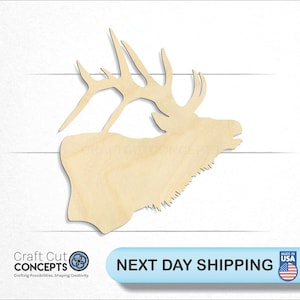 Elk Deer Head - Laser Cut Unfinished Wood Cutout Craft Shapes